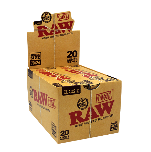 Raw Single Size 70/45 | 20ct Pre-Rolled Cones