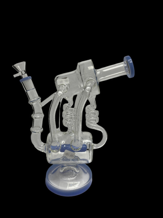12" Wide Scope Top, Corkscrew Percolator, Quad Recycler | 14mm Glass Waterpipe