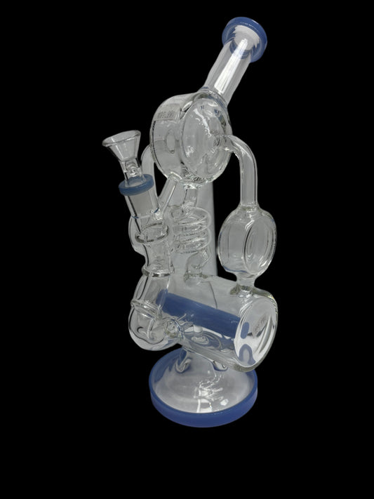12" Corkscrew, Wide Cylinder Percolator Recycler | 14mm Glass Waterpipe
