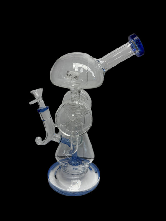 12" Dome top; Wide sides Corkscrew Single Percolator Recycler | 14mm Glass Waterpipe