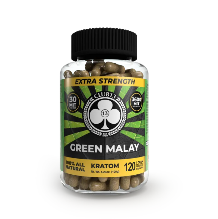 Club 13: Extra Strength Green Malay - Kratom Capsules