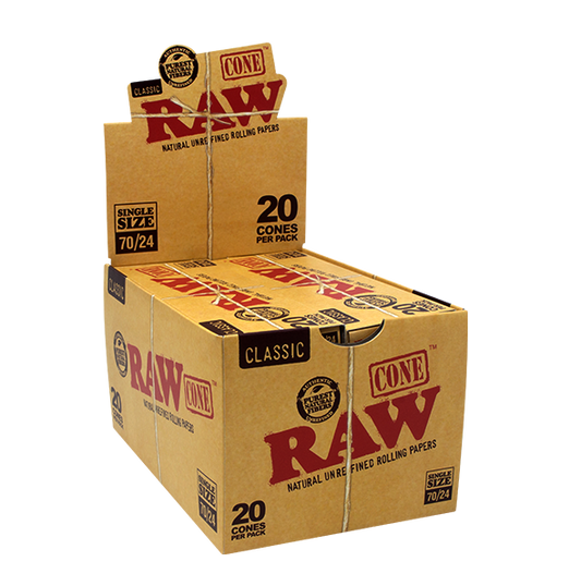 Raw Single Size 70/45 Pre-Rolled Cones 20ct