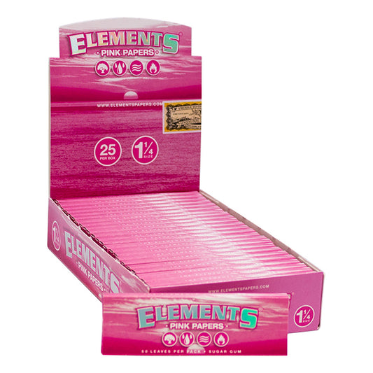 Elements Pink Rolling Papers 1 1/4 - 50 per pack