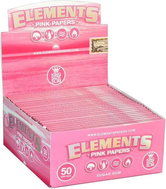 Elements Pink Rolling Papers King Size Slim - 32 per pack