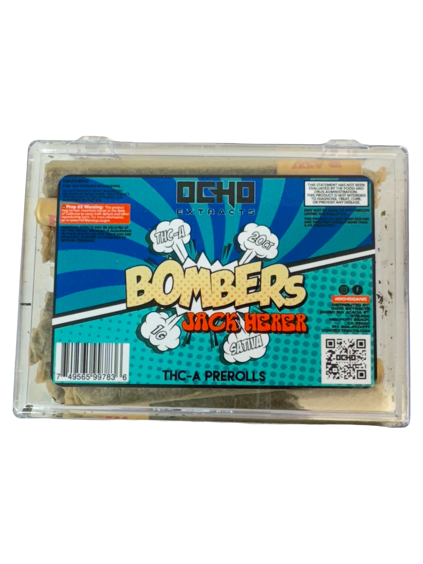 Ocho Bombers Preroll | 1G THCA w/o kief coating