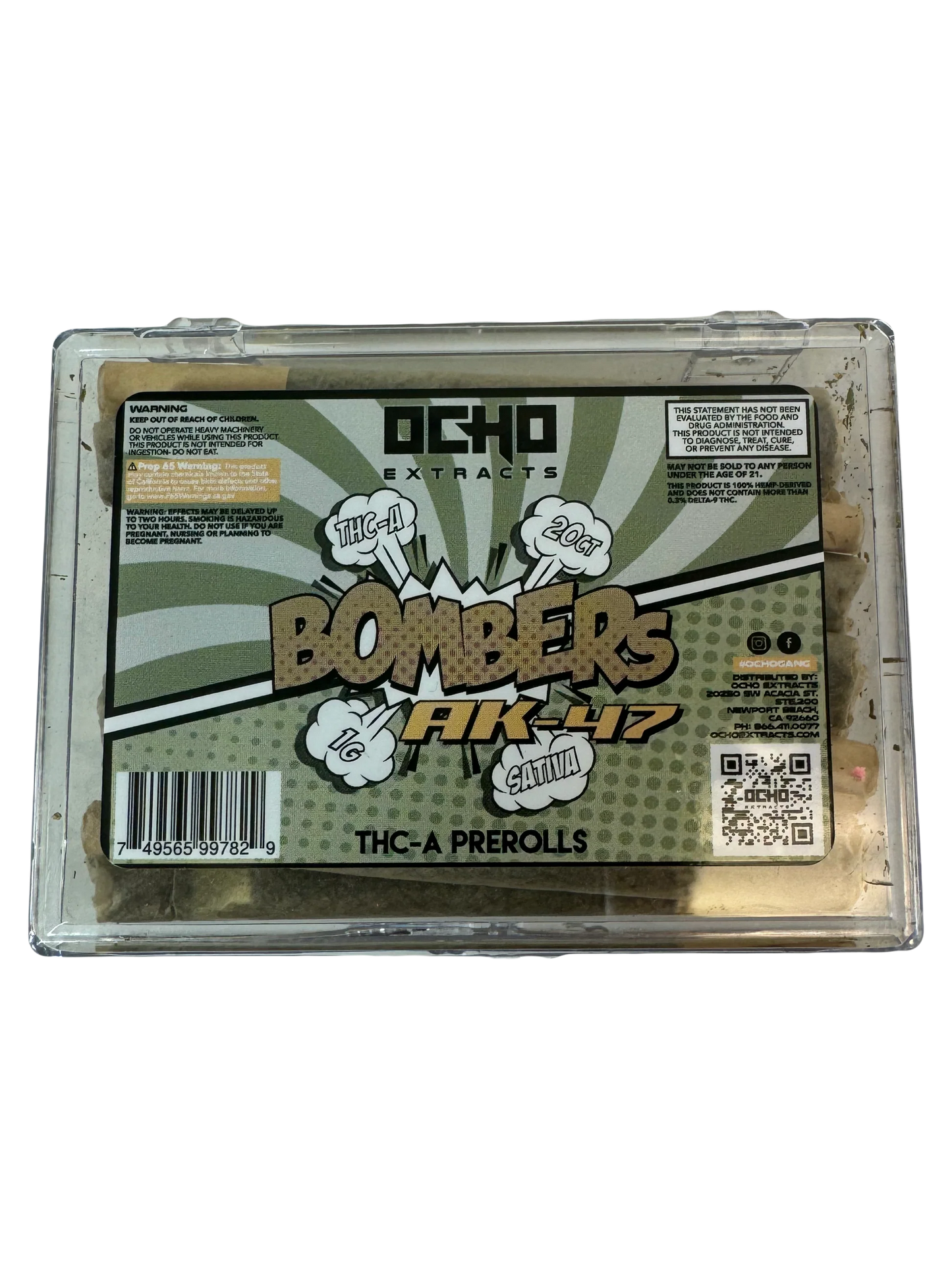 Ocho Bombers Preroll | 1G THCA w/o kief coating