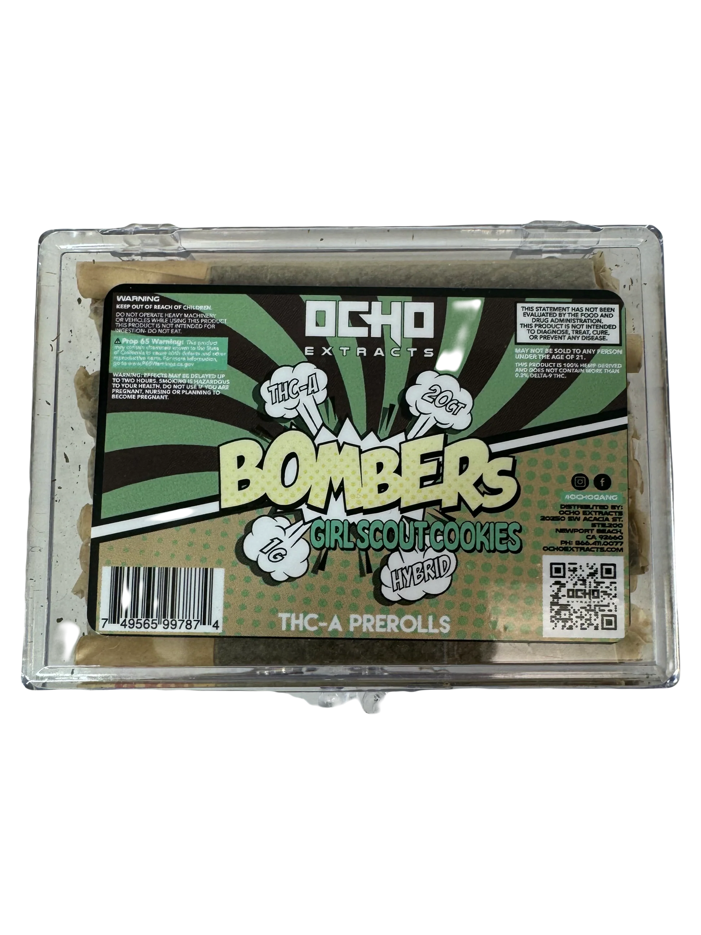 Ocho Bombers Preroll | 1G THCA w/o kief coating