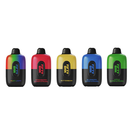 Fifty Bar Disposable Vape (5%, 6500 Puff) - Black Series (5ct) Disposable Nicotine
