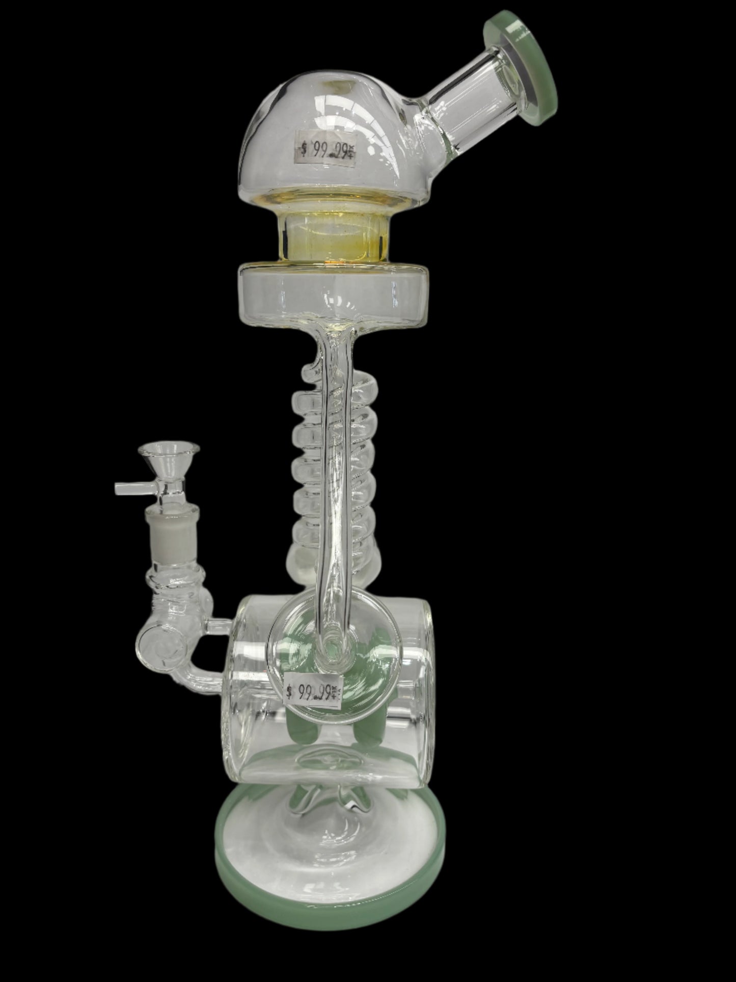 14" Dome Top Corkscrew Single Percolator Recycler | 14mm Glass Waterpipe