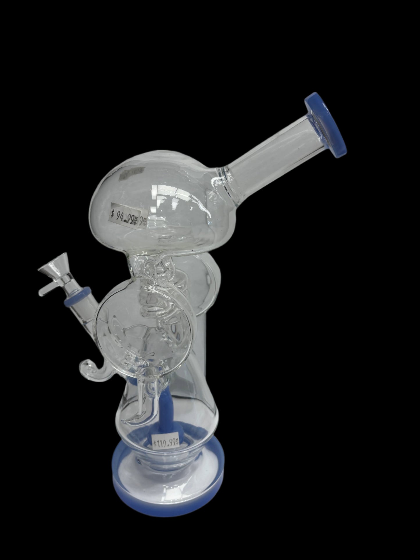 12" Dome top; Wide sides Corkscrew Single Percolator Recycler | 14mm Glass Waterpipe