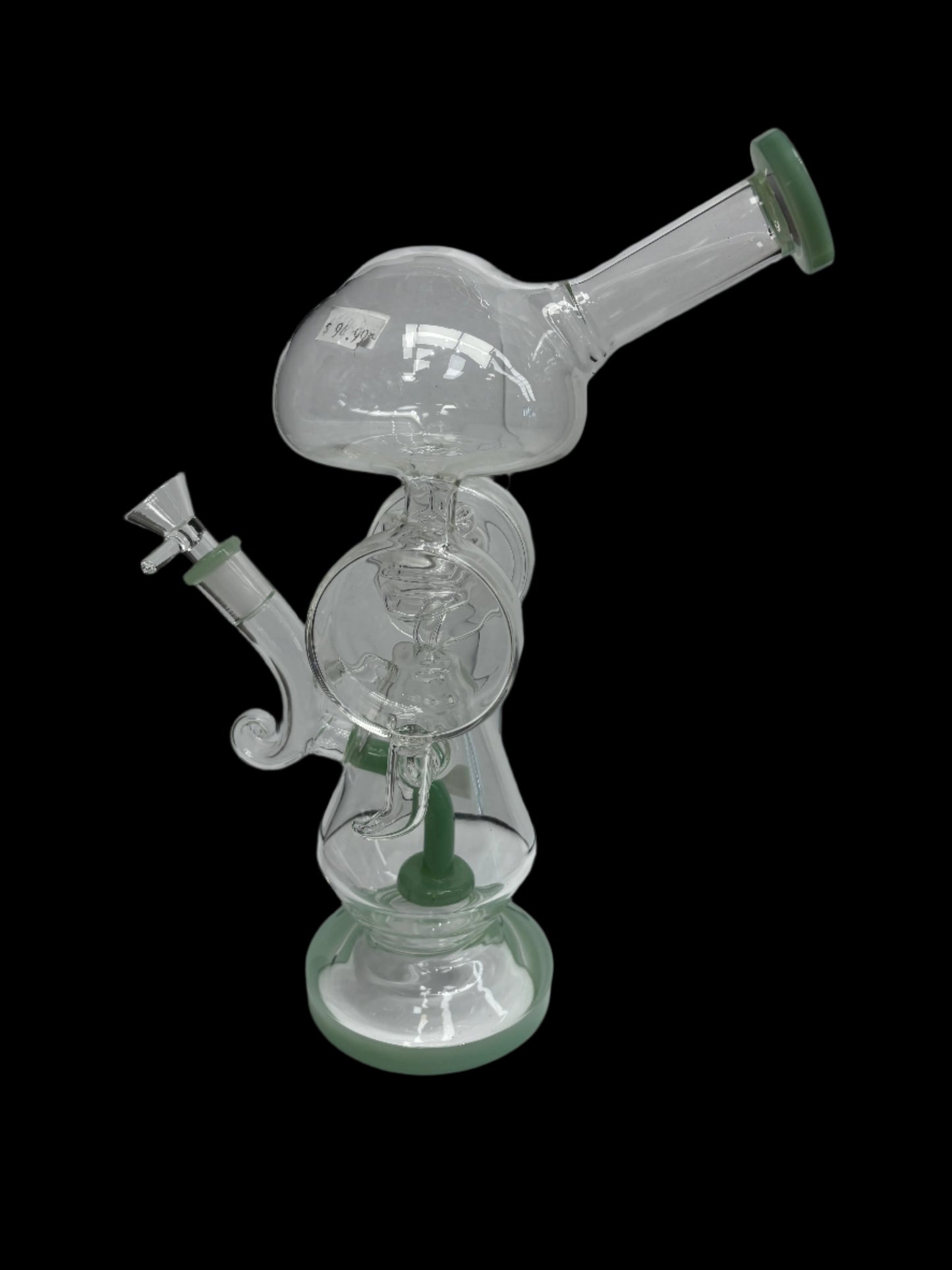 12" Dome top; Wide sides Corkscrew Single Percolator Recycler | 14mm Glass Waterpipe