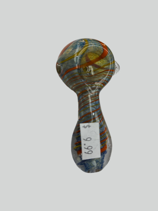 3.5" Colored Glass w/ Swirls Hand Pipe