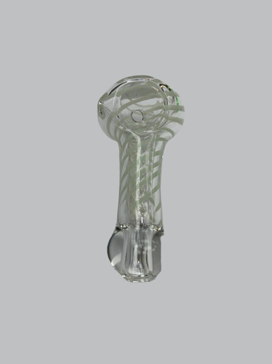 3" Clear with Spirals Glass Hand Pipe