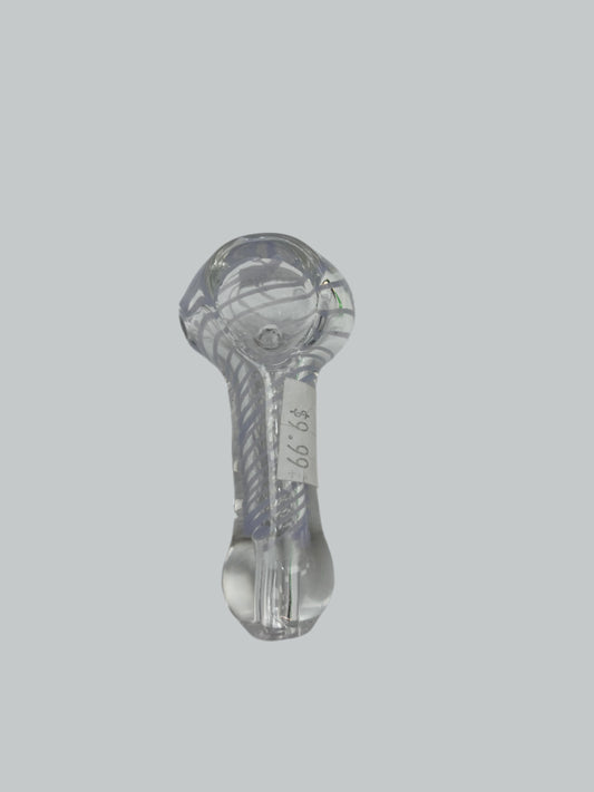 3" Clear with Spirals Glass Hand Pipe