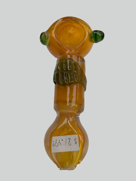 5" Orange w/ Leaf Glass Hand Pipe