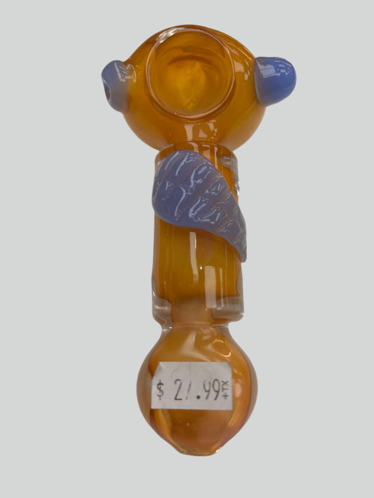 5" Orange w/ Leaf Glass Hand Pipe