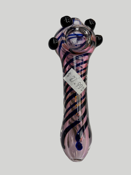 5" Pink Tint w/ Crown Glass Hand Pipe