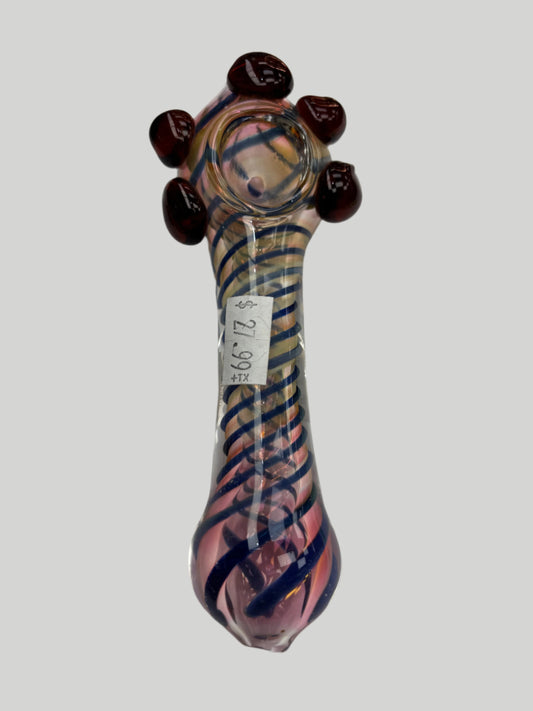 5" Pink Tint w/ Crown Glass Hand Pipe