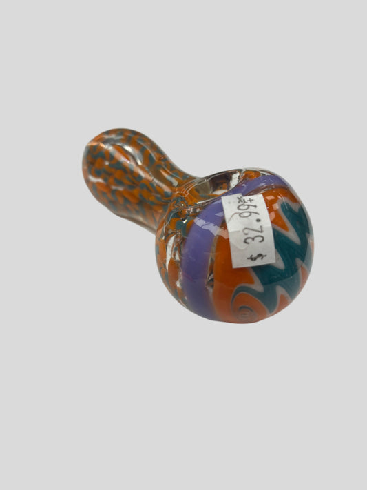 4.5" Wig-Wag Design Glass Hand Pipe
