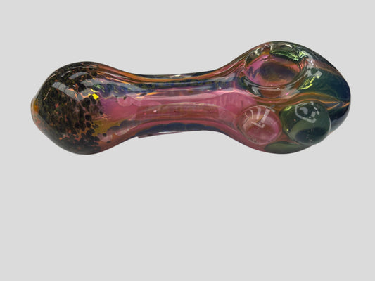 4.5” Pink w/ Squiggles and Flower Front Glass Hand Pipe