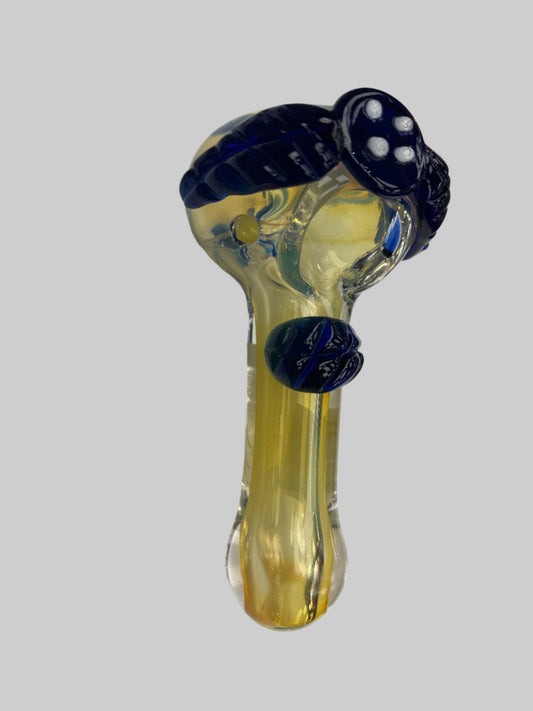 4” Fumed w/ Leaves Glass Hand Pipe