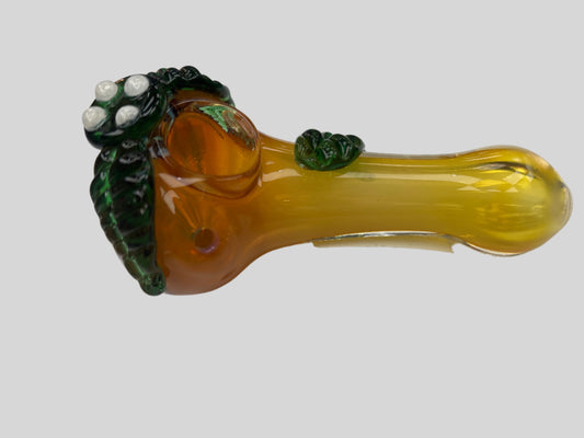 4” Fumed w/ Leaves Glass Hand Pipe