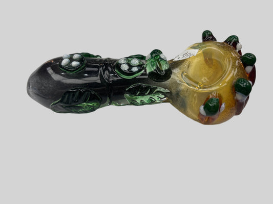 5” Bug/Vines/Leaves Glass Hand Pipe