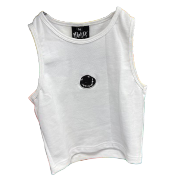 Maniak Clothing | White Smiley Crop Top