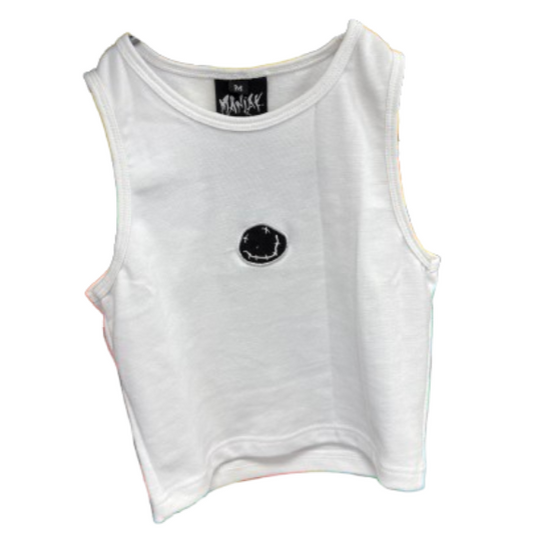 Maniak Clothing | White Smiley Crop Top