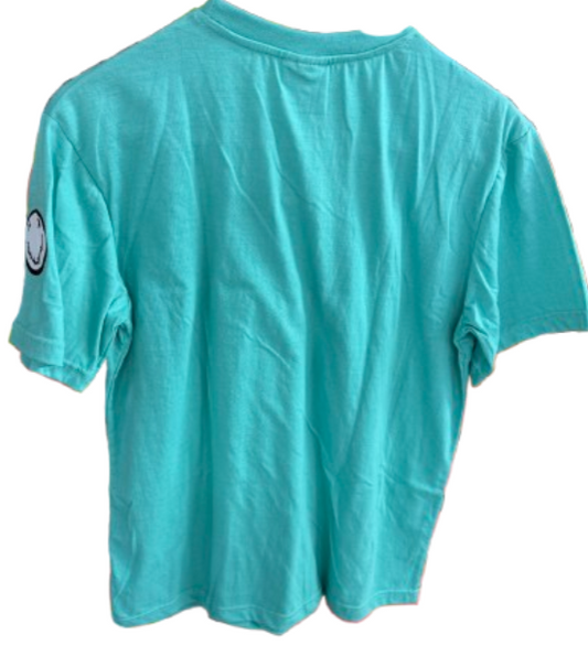 Maniak Clothing | Teal T shirt Rainbow Logo