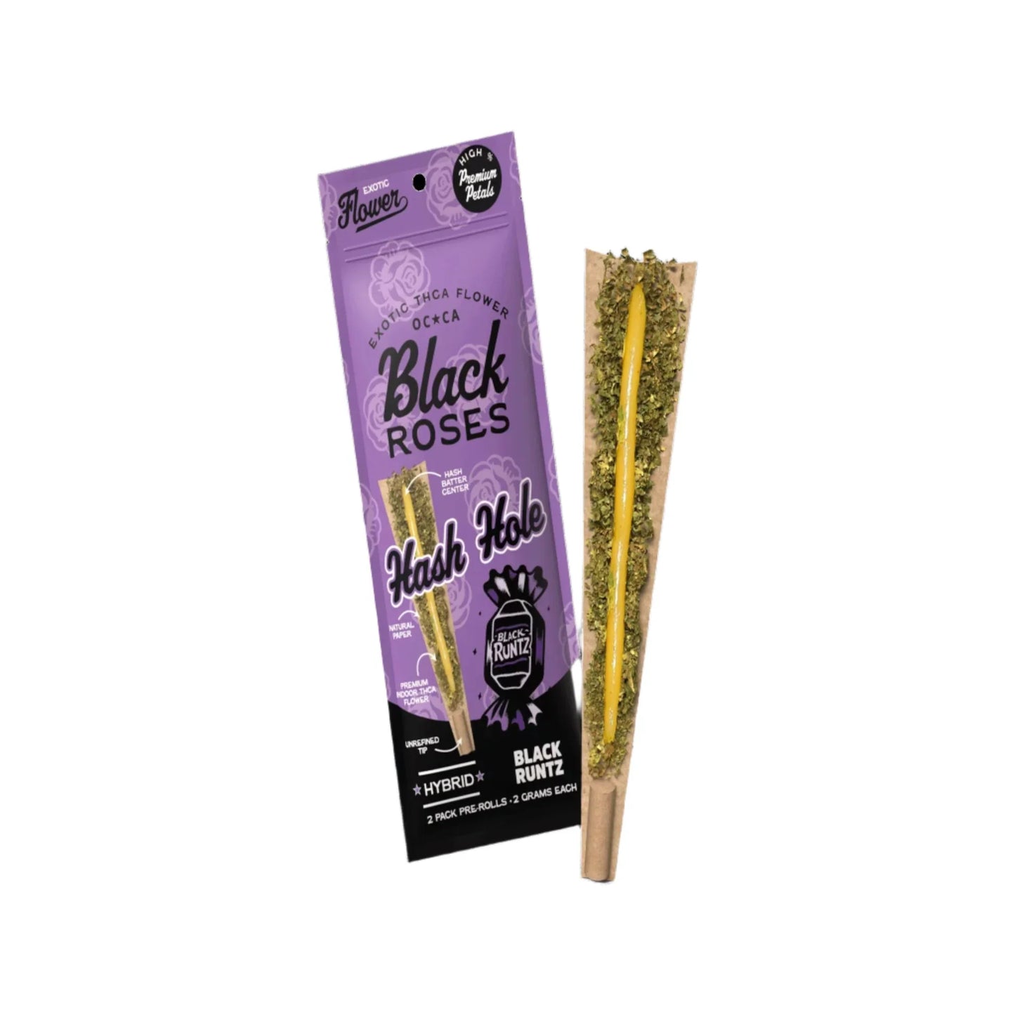 Black Roses Hash Hole 2 Pack | 4G THCA Pre-Roll