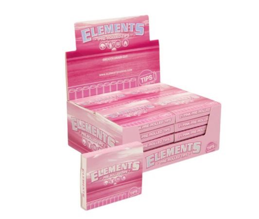 Elements Pink Rolling Papers Pre-Rolled Filter Tips - 21 per pack