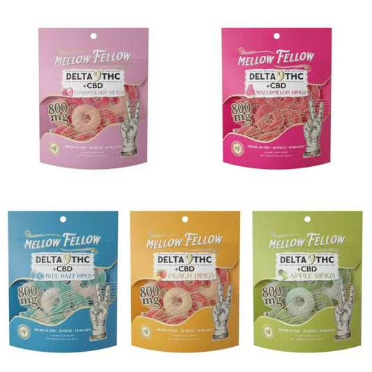 Mellow Fellow D9 + CBD 800MG Gummy Bags  Delta Edibles