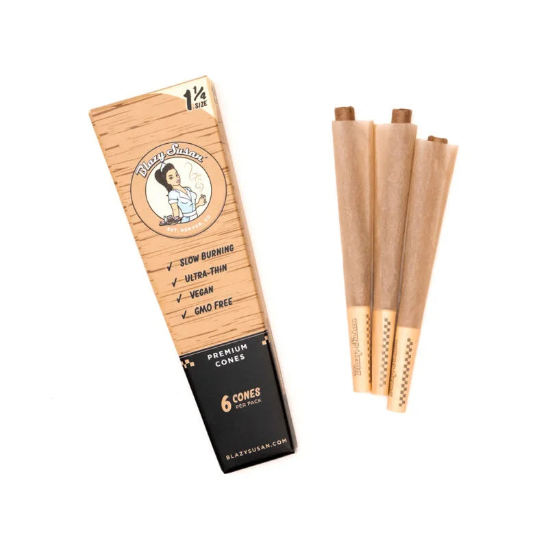 Blazy Susan - Unbleached Pre Rolled Cones | 6 Count | 21 Per Display