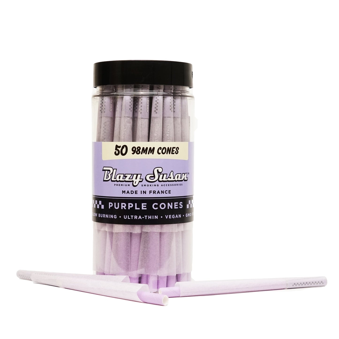 Blazy Susan - Purple Pre Rolled Cones | 50 Count 98mm