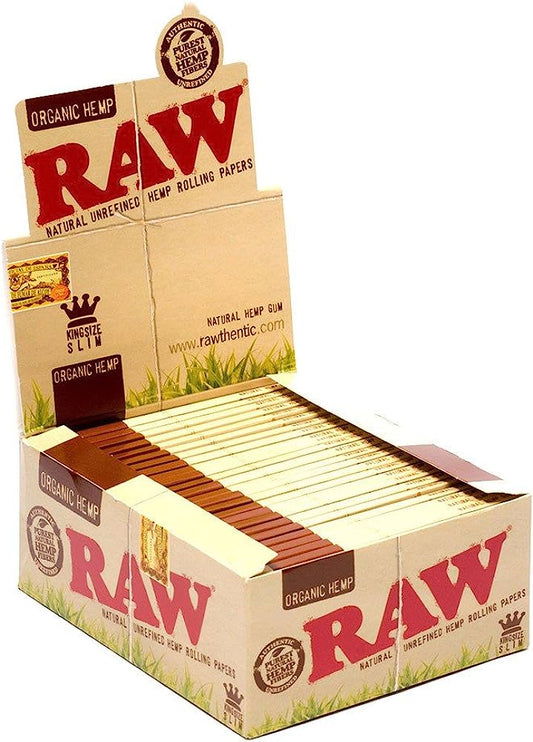 Raw King Size Slim Organic Hemp Rolling Papers (50 Count)