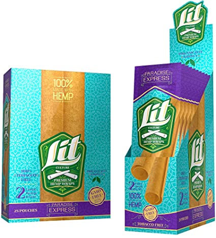 Lit Hemp Wraps - Box of 25 Pouches.