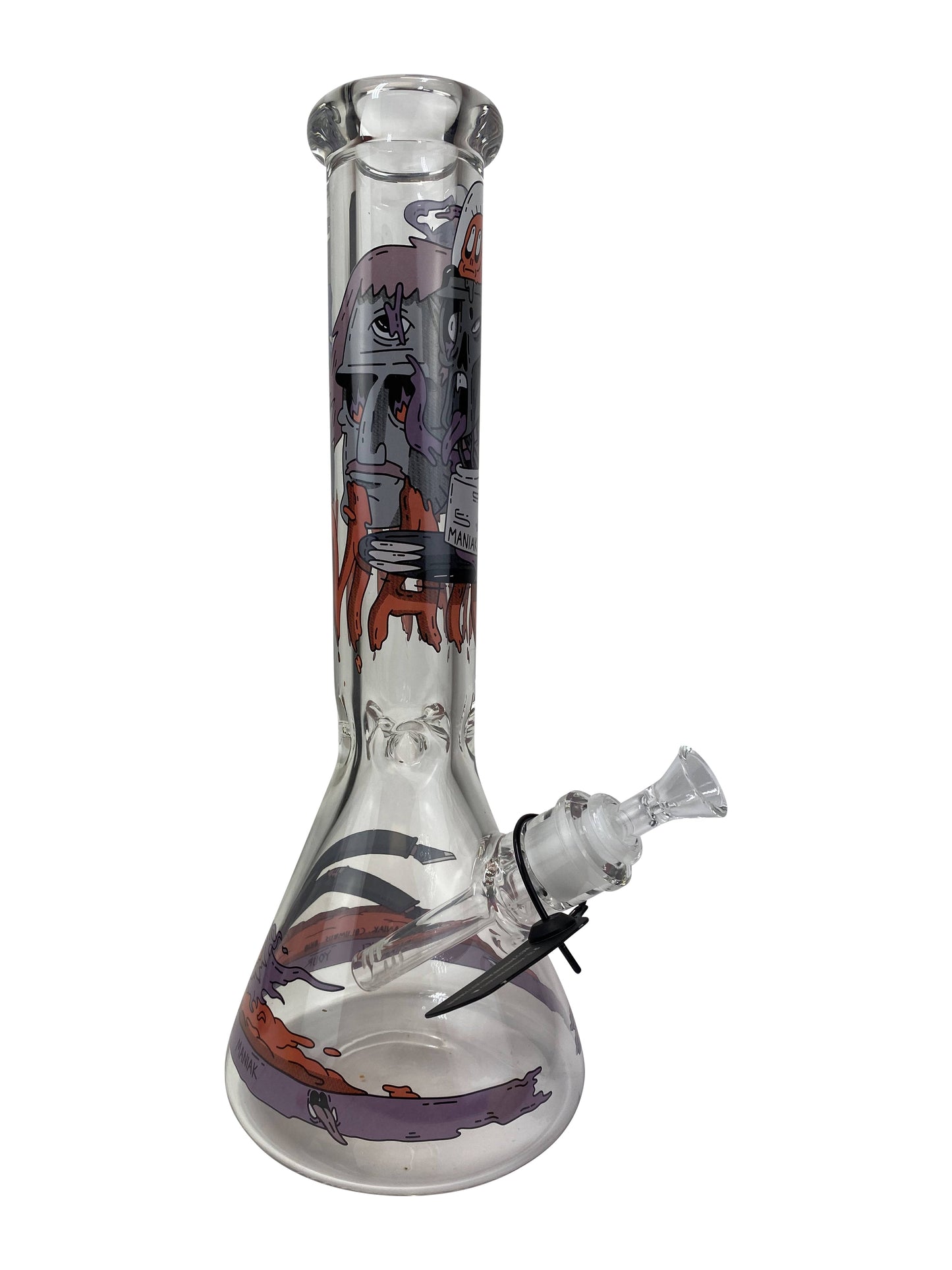 14 inch Maniak Graphic Beaker (9mm) 12 Inch Showerhead Beaker Glass Pipe