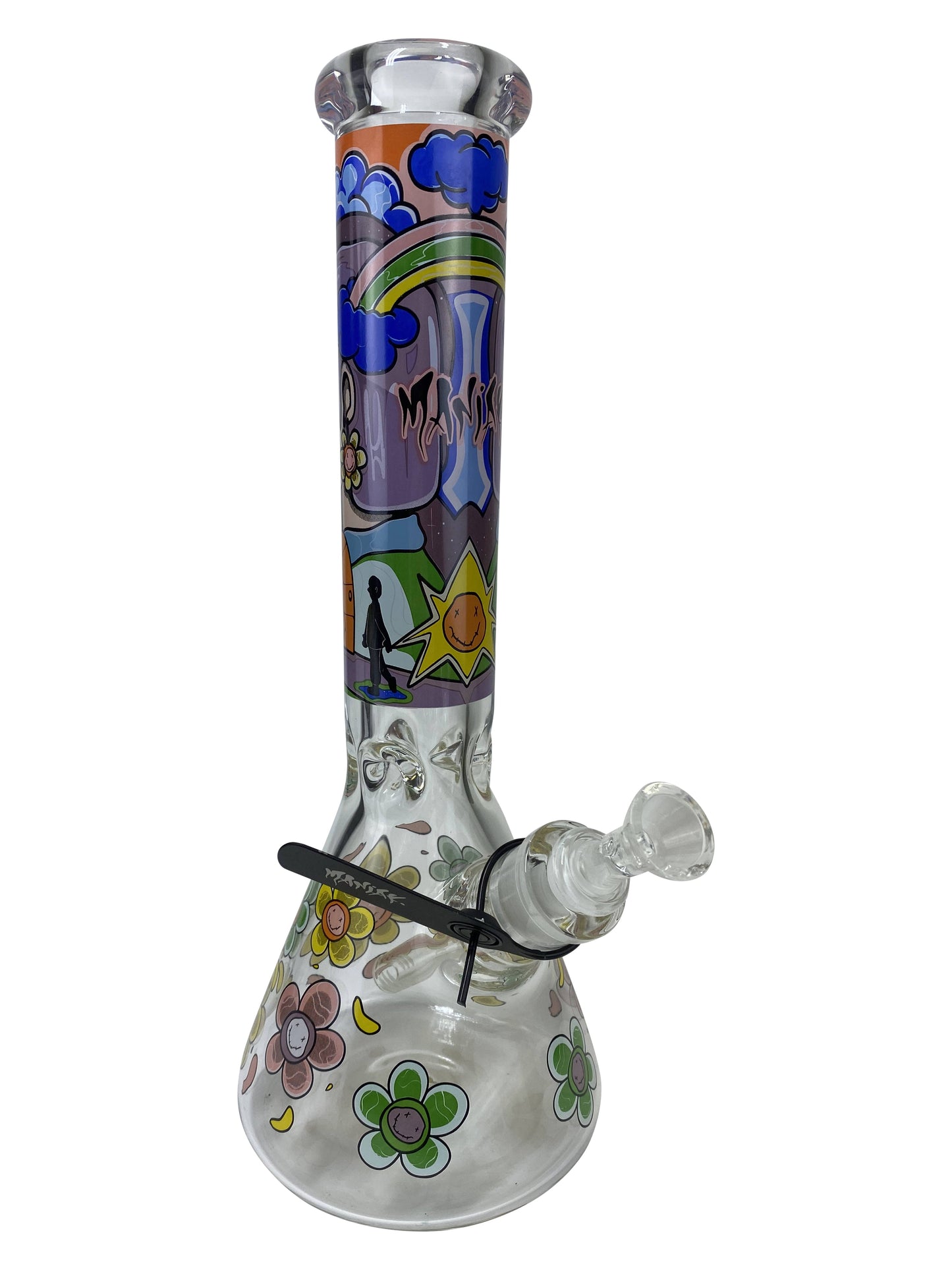 14 inch Maniak Graphic Beaker (9mm) 12 Inch Showerhead Beaker Glass Pipe