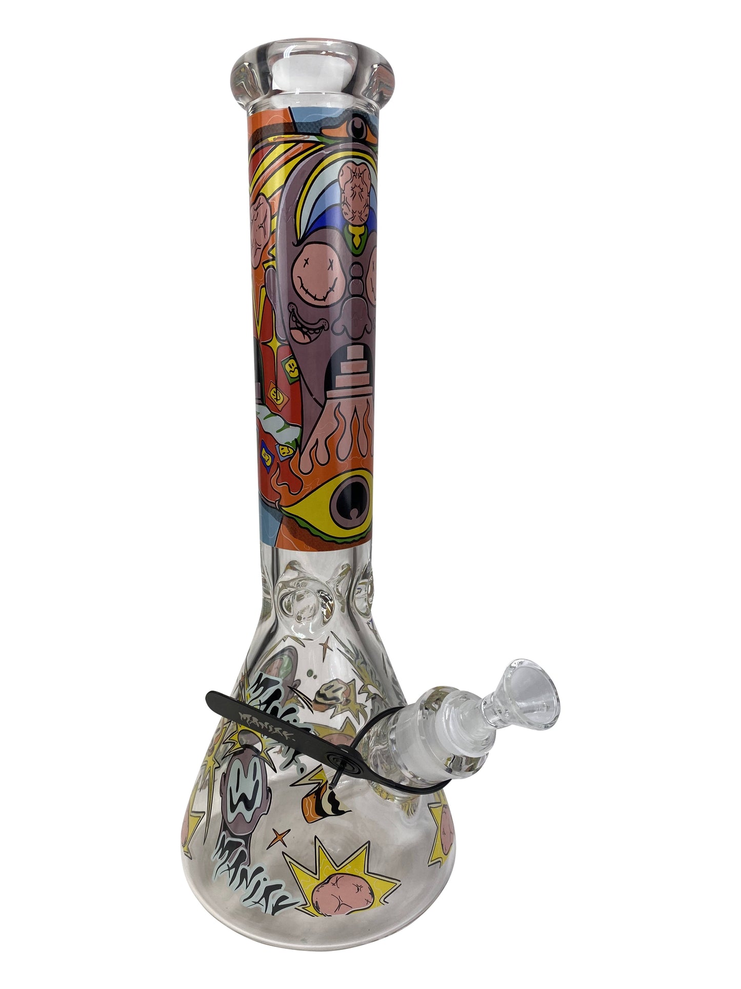 14 inch Maniak Graphic Beaker (9mm) 12 Inch Showerhead Beaker Glass Pipe