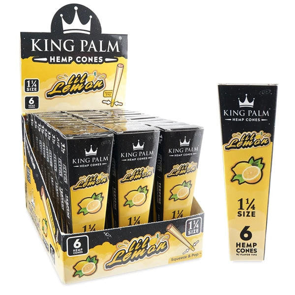 King Palm - Hemp Cones - Lil Lemon - 6 pack - 1 1/4 Size