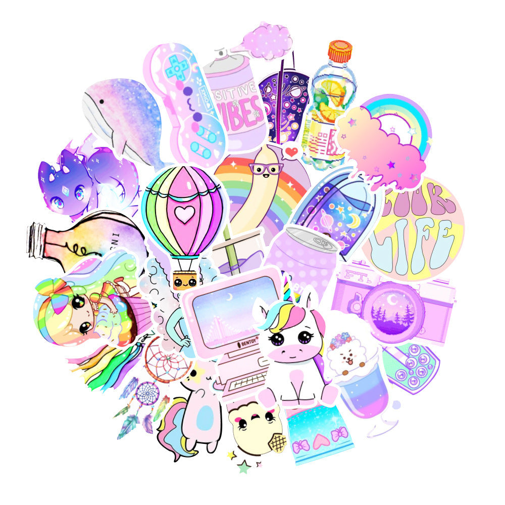 Rainbow & Unicorns Themed Stickers - 50 Pack