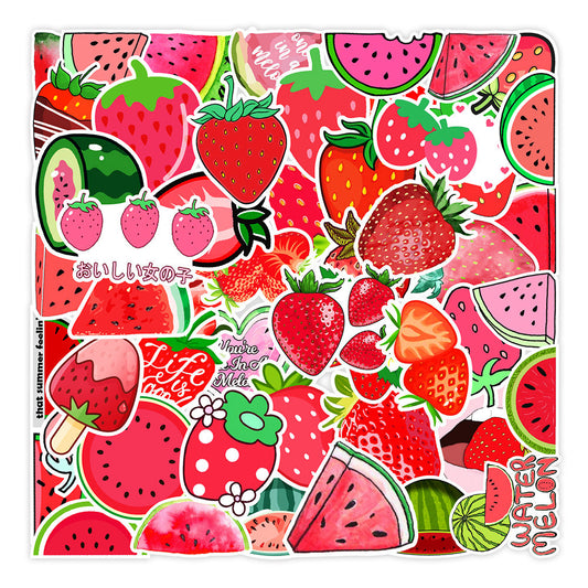 Strawberry Themed Stickers 50 Pack