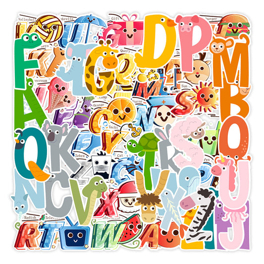 Random Letter Themed Stickers - 50 Pack