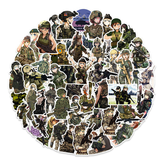 Illustrated Army Sticker Themed - 50 Pack