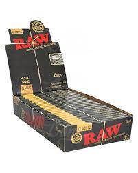 RAW 1 1/4 Size Black Natural Classic Rolling Papers (24pc Display)