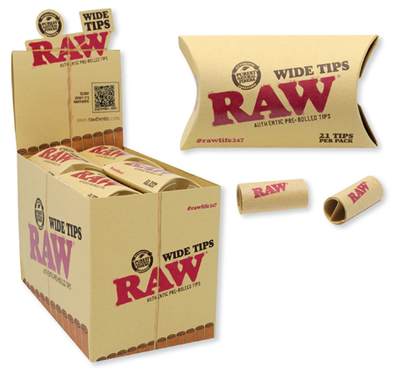 RAW - Pre-Rolled Wide Tips 21 Per Pack - Filters